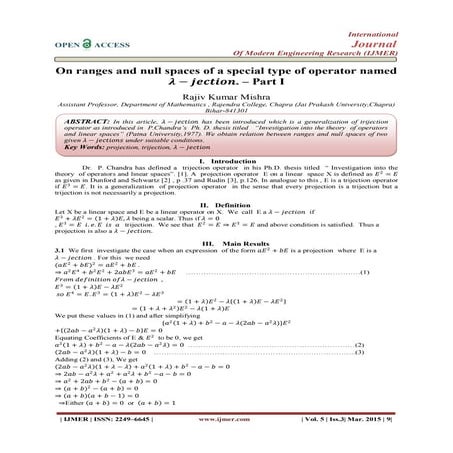On ranges and null spaces of a special type of operator named 𝝀 − 𝒋𝒆𝒄𝒕𝒊𝒐𝒏. – ...