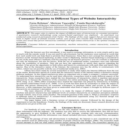 Consumer Response to Different Types of Website Interactivity