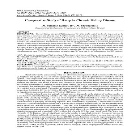 Comparative Study of Hscrp in Chronic Kidney Disease