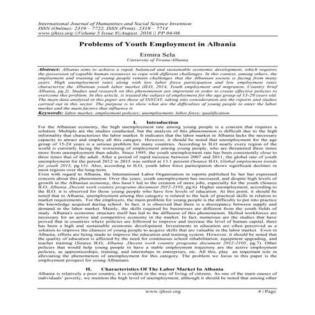 Problems of Youth Employment in Albania