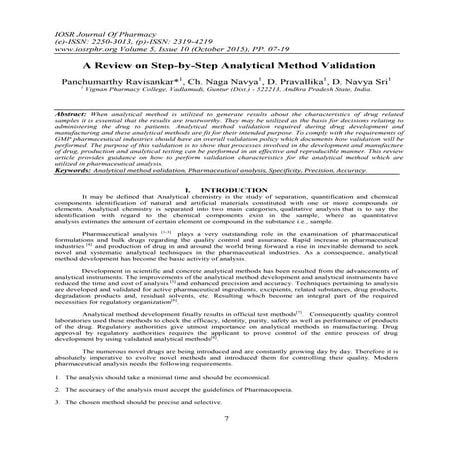 A Review on Step-by-Step Analytical Method Validation