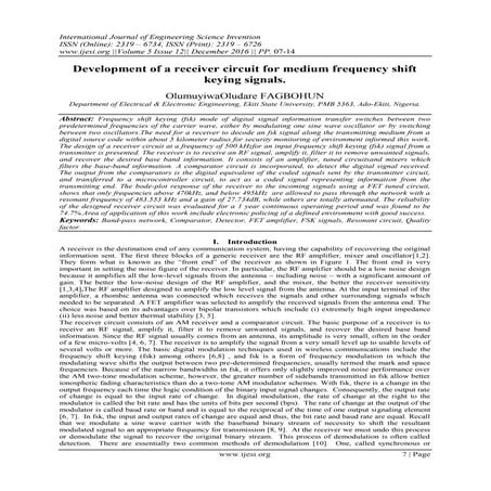 Development of a receiver circuit for medium frequency shift keying signals.