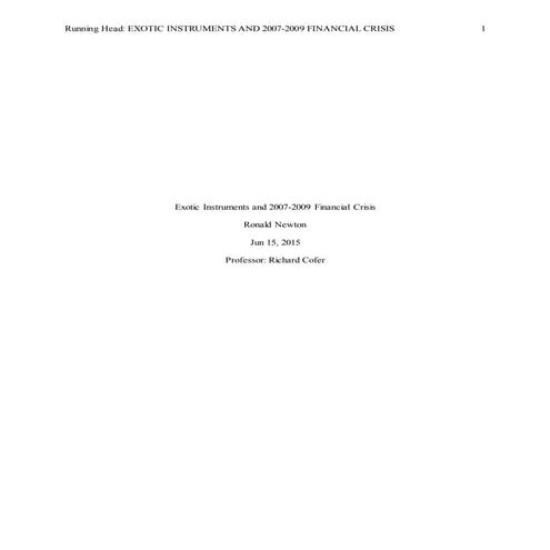 Exotic Instruments and 2007-2009 Financial Crisis - RMN