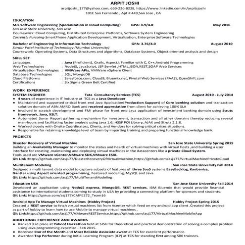 Arpit Joshi Resume