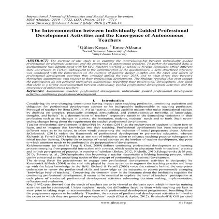 The Interconnection between Individually Guided Professional Development Acti...
