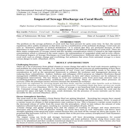 Impact of Sewage Discharge on Coral Reefs