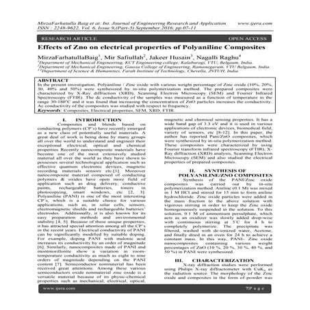 Effects of Zno on electrical properties of Polyaniline Composites