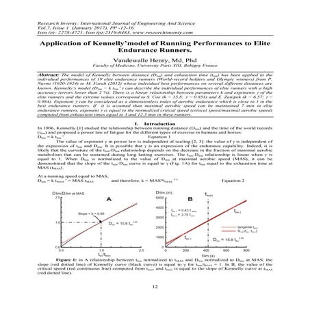 Application of Kennelly’model of Running Performances to Elite Endurance Runn...