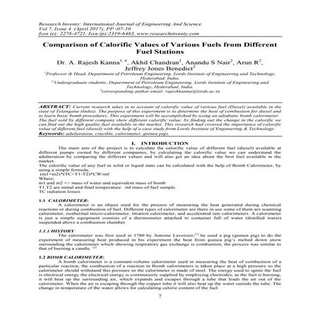 Comparison of Calorific Values of Various Fuels from Different Fuel Stations