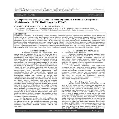 Comparative Study of Static and Dynamic Seismic Analysis of Multistoried RCC ...