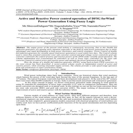 Active and Reactive Power control operation of DFIG forWind Power Generation ...