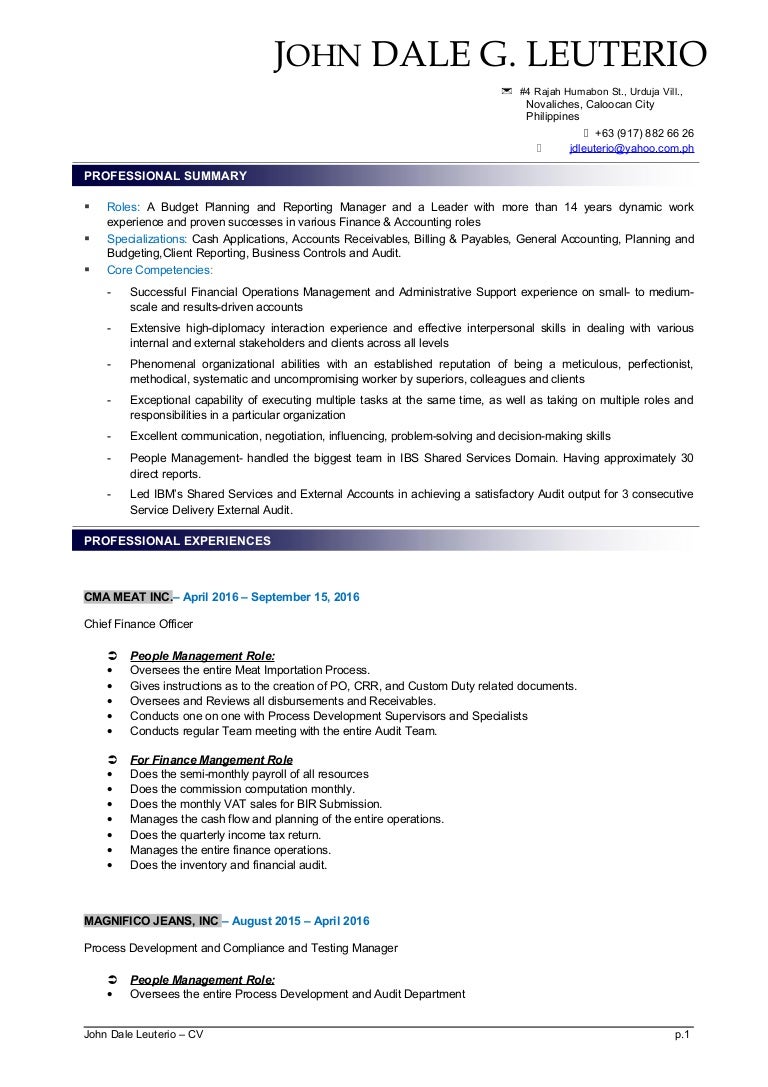 John Dale Leuterio- CV 2016