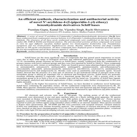 An efficient synthesis, characterization and antibacterial activity of ...