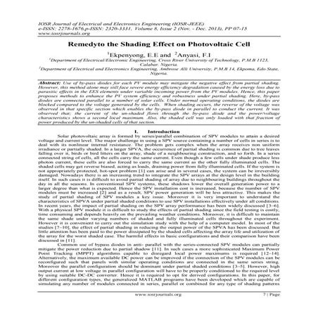 Remedyto the Shading Effect on Photovoltaic Cell