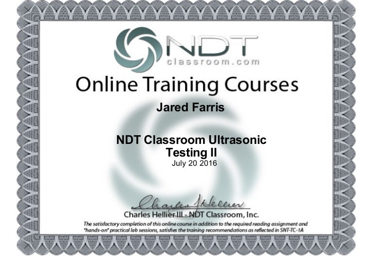 Ultrasonic Testing II Certification Ultrasonic Testing II Certification