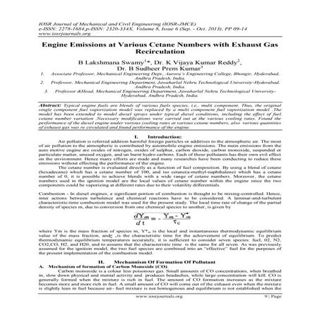 Engine Emissions at Various Cetane Numbers with Exhaust Gas Recirculation