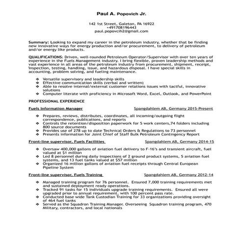 Resume (Popovich, Paul)