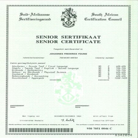Senior Certificate