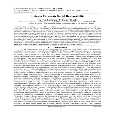 Ethics in Corporate Social Responsibility