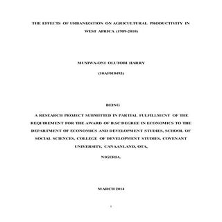 THE EFFECTS OF URBANIZATION ON AGRI...