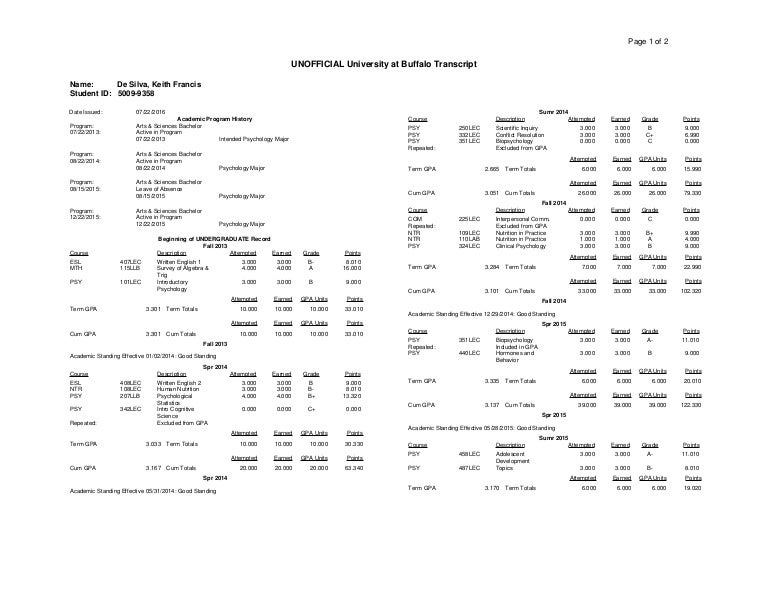 U Of T Unofficial Transcript _ Transcripts & Verifications – PONA