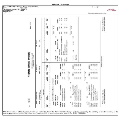 Transcripts (Christopher Brown) | PDF