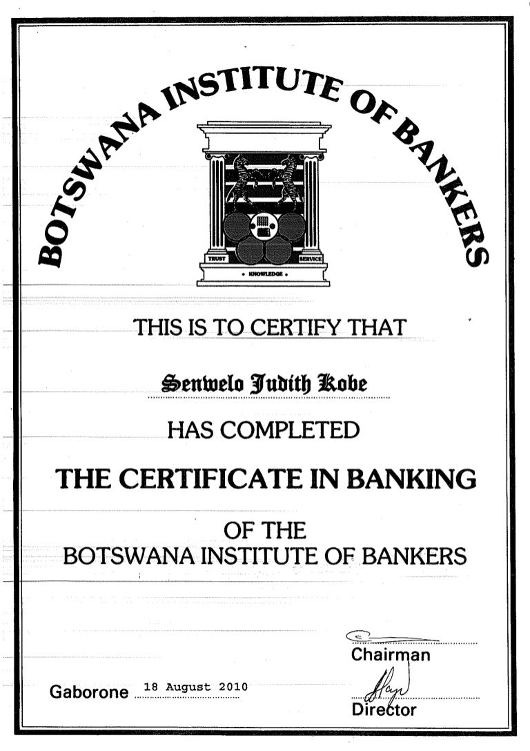 bankers certificate