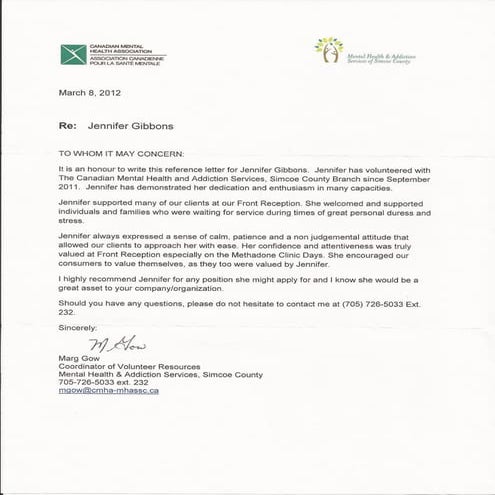 Reference Letter Mental Health | PDF