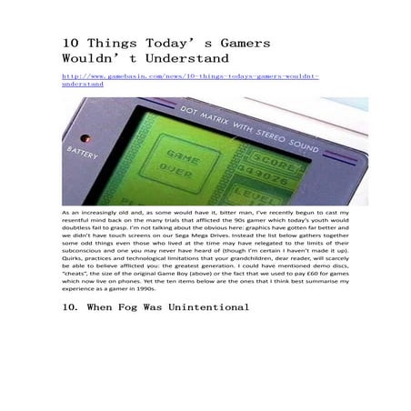 10 things today’s gamers wouldn’t understand   www.gamebasin.com