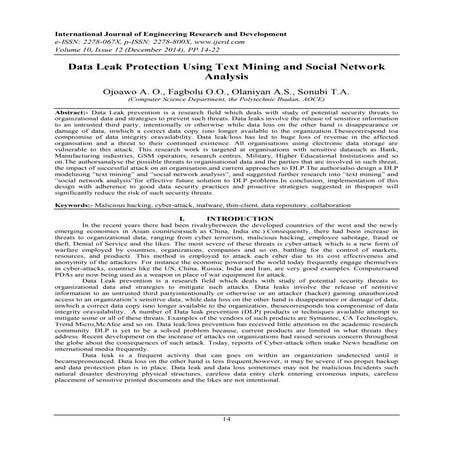 Data Leak Protection Using Text Mining and Social Network Analysis