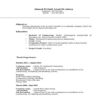 Ahmed El-Said CV