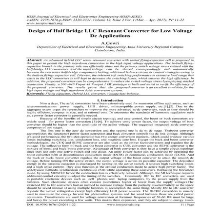 Design of Half Bridge LLC Resonant Converter for Low Voltage Dc Applications