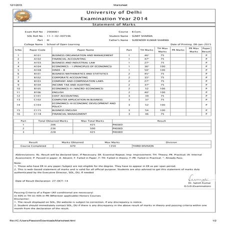 Marksheet