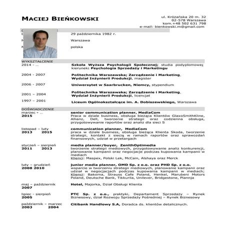 Cv pol.europass clauzula polskie cv | PDF