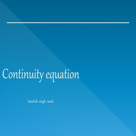 Continiuty Equation