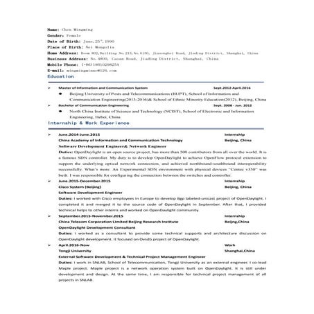 Mingming Chen CV | PDF