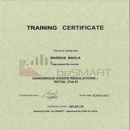 DGR Training Certificate