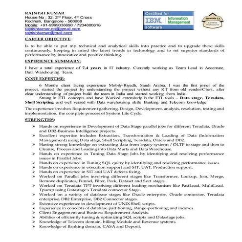 ETL Profile-Rajnish Kumar