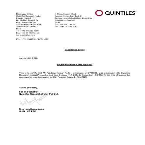 Quintiles exp | PDF