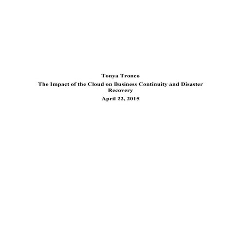 The Impact of the Cloud On BC