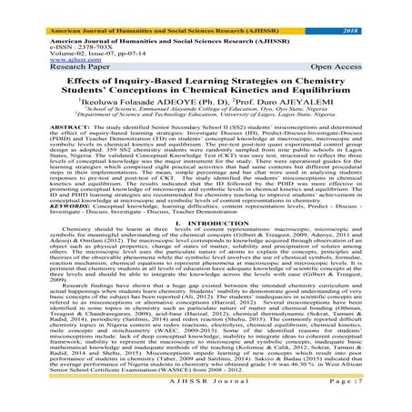Effects of Inquiry-Based Learning Strategies on Chemistry Students’ Conceptio...