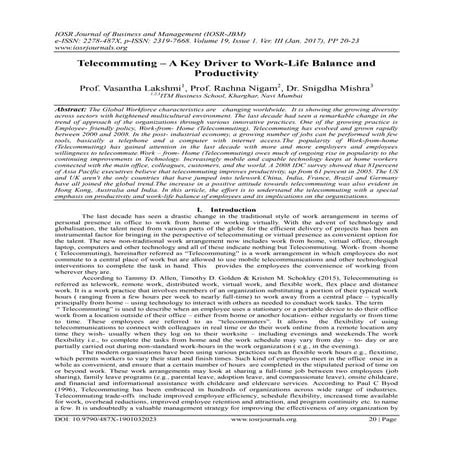 Telecommuting – A Key Driver to Work-Life Balance and Productivity