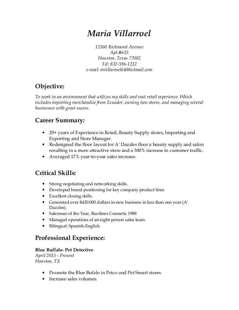 Maria Villarroel Resume