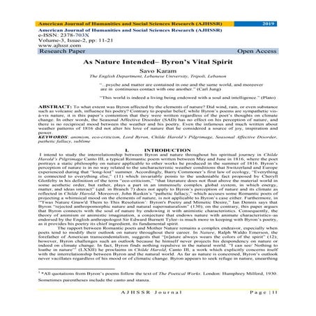 As Nature Intended–Byron’s Vital Spirit