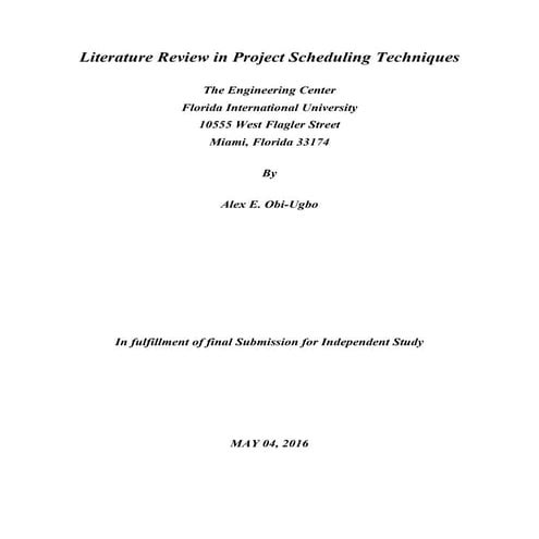 Literature Review in Project Scheduling Techniques