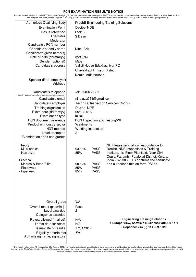 Pcn Level 2 Welding Inspection