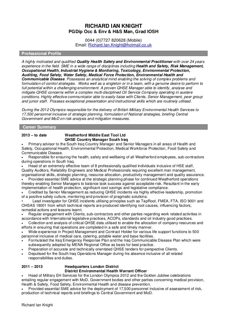 WFT QHSE Manager - Richard Knight - V2.2