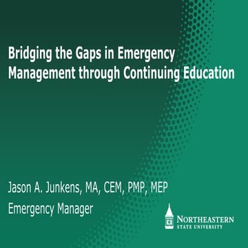 Bridging the Gaps in Emergency Management through CE