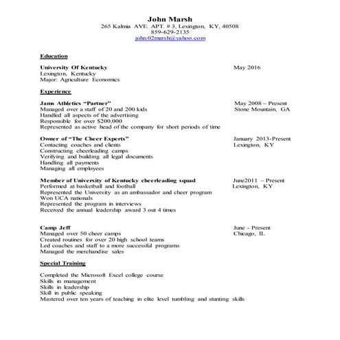 John Marsh Resume