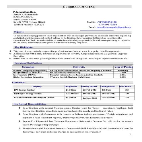 P.Janardhan Rao CV